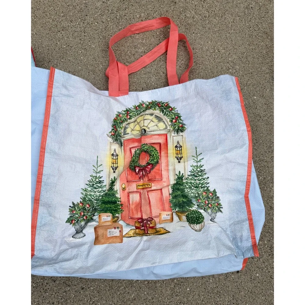 TJ Maxx Marshalls Reusable Christmas Shopping Bags Set of 3 Holiday Totes Dogs